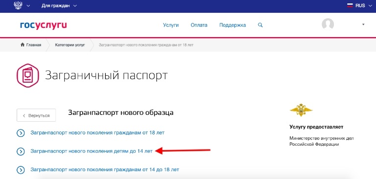 загранпаспорт ребенку